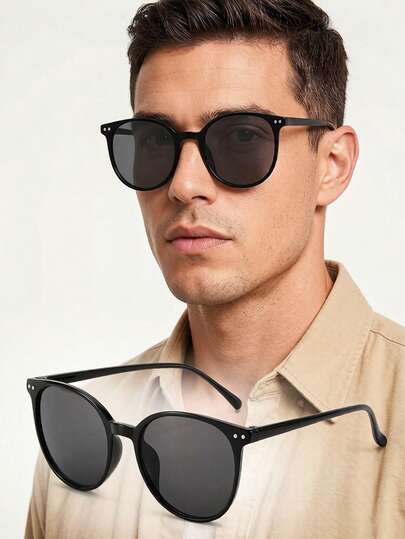 Gafas redondas retro personalizadas unisex, gafas de moda lindas de Y2K, gafas negras adecuadas para protección solar de verano, vacaciones en la playa, deportes al aire libre, fiestas, conducción, pesca, ciclismo, compras y accesorios de fotografía