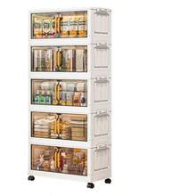 3/4/5 Tier Extra Large Folding Storage Cabinet - With Lid Plastic Storage Bins, Stackable Wheeled Container, Wardrobe, Bedroom, Office, Kitchen Organization And Room Decor Collapsible Storage System - Transparent Tea - View 10