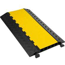 Happy Kabelbrücke, 5 Kanal Überfahrschutz für Kabel aus Handelsüblichem Thermoplastischem Kautschuk mit Modularem Design, Hohe Sicherheit für Breite Anwendungen, Lagerhäuser, 87,5 x 50 x 5 cm, Schwarz - 5-fach Kabelkanal - Übersicht 8