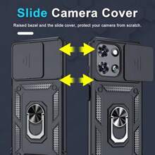 Janmitta For Moto G 2026/2025 Case With Slide Camera Lens Cover+Screen Protector+Finger Ring Holder Kickstand Heavy Duty Shockproof Full Body Protective Phone Cover In Black - 黑色 - 查看 3