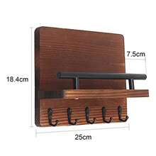 Key Holder For Wall Decorative With 5 Hooks Wall Mounted Rustic Key Hanger Wooden Rack Mail Organizer With Shelf For Entryway Hallway Mudroom Office Fvv - Brown - View 2