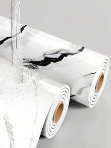 1 Roll 15.7" X 118" Black & White Marble Pattern PVC Wall Sticker, Thick Roll, Suitable For Living Room And Bathroom, Decorative Backsplash, Removable, Waterproof Grey Marble Wallpaper, Ideal For Rental And Home Decor - Multicolor - View 7