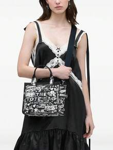MARC JACOBS - Women Punk Scribble Canvas Small Tote Bag - MIỆNG ĐEN - Xem 2