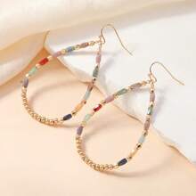 1 Pair Bohemian Vacation Style Elegant Fashion Glass Bead Minimalist Versatile Creative Personalized Exaggerated High-End Earrings Suitable For Daily And Vacation Wear For Women - White - View 6