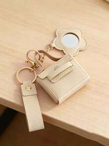Bolsa pequeña con espejo, bolsa para auriculares, llavero con colgante, llavero de mini bolsa de piel sintética, disponible en varios colores, accesorios de escritorio de oficina, suministros de oficina, accesorios de oficina - llavero de bolso - Ver 7