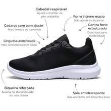 Men's Black Athletic Shoes, Lightweight, Comfortable, Ideal For Gym, Walking, Everyday Wear, With Non-Slip Sole, Casual And Modern Style. - APLP - 查看 6