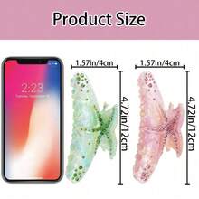 Pinza para el cabello con estrás en forma de estrella de mar estilo boho para la playa para mujeres, sujeta el moño en la parte posterior de la cabeza, sujetador de cola de caballo, accesorio para el cabello de vacaciones de verano - Morado - Ver 5