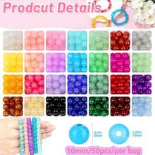 50pcs/10mm 30pcs/12mm Round Glass Beads, Multicolored Crystal Gemstone Beads, Round DIY Craft Beads, For Jewelry Making DIY Crafts, Handmade Necklaces, Bracelets, Phone Straps, Wedding Decorations, Adult Girls' Friendship Bracelets - Multicolor - View 4