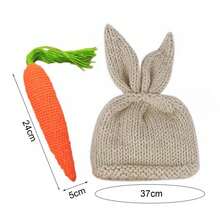 Newborn Photography Props Set, Cute Rabbit & Carrot Baby Growth Photo Props, Easter Costume Outfit - Multicolor - View 5