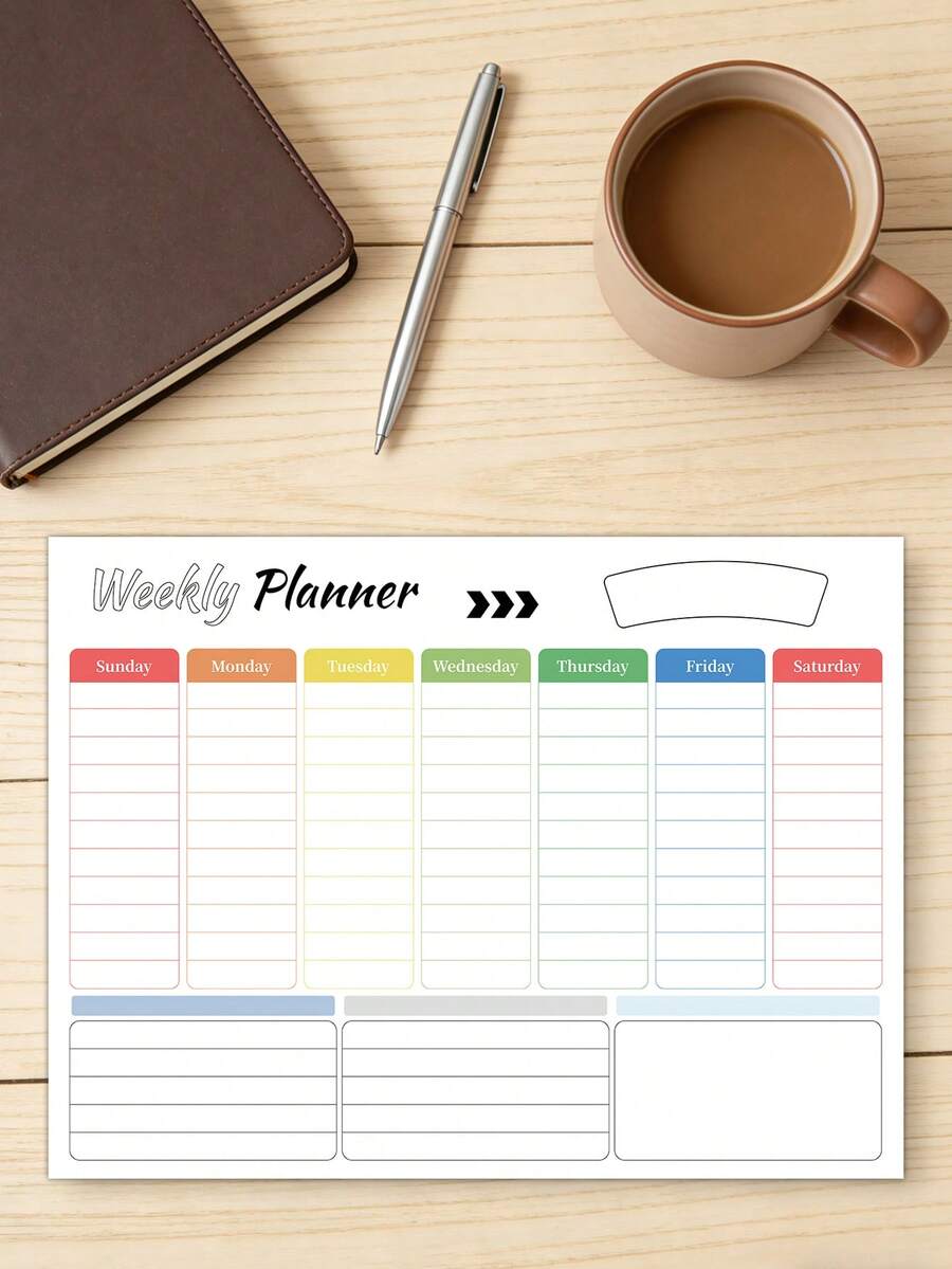 A4 Size Minimalist Weekly Planner Notepad, 24 Pages With Priority Task Organizer, Suitable For Work, Study, Home, Office Supplies