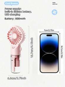 Portable Handheld Misting Fan, USB Rechargeable Misting Fan, 4-Speed Adjustable Mini Fan, 800mAh, Suitable For Home, Office, Travel, Mini Fan For Men And Women, Summer Cooling, Commencement, Congrats Grad, Portable Tools, Summer Essentials, Summer Portable - Multicolor - View 6