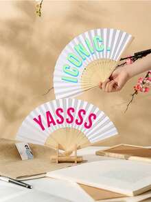 Customized Name/LOGO Colorful Wedding Fan, Unisex Carnival Fan, YASSS Fan, Concert Merchandise, Classic DIY Fan, High-Quality Customized Decoration, Personalized, Fashion Exquisite Customization, Unique Ideal Gift For Her, Boyfriend, Girlfriend, Dad - Multicolor - View 2