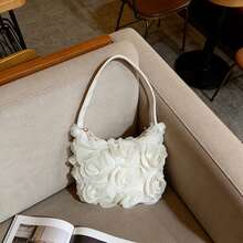 Women's 3D Mesh Flower Evening Bag  Zip Up Handbags For Party Prom Club Wedding - White - View 4