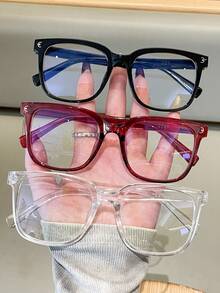 1/3pcs Square Plastic Eyeglasses Frame For Computer, Gaming, TV, Smartphone, Reduce Eye Fatigue, Light, Fashion Optical Glasses - Multicolor - View 7