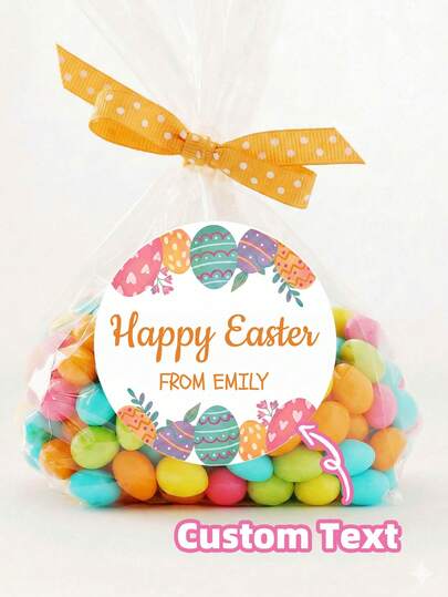 1-120 Stücke personalisierte Oster-Aufkleber, benutzerdefinierte runde Aufkleber, bunte Oster-Ei-Aufkleber, benutzerdefinierte "Frohe Ostern" Party-Favor-Aufkleber, wasserfeste Etiketten, perfekt für Süßigkeitentüten, Schokoladenverpackung, Geschenkboxen, Oster-Geschenkdekoration, ideal für Oster-Aktivitäten, Heimdekoration, Geschenkverpackung, tolles Geschenk für Freunde, Familie, Klassenkameraden, Sohn, Tochter, Kollegen, perfekt für Ostern
