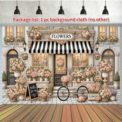 2D Flat Banner Is A Charming Flower Shop Background Wall Banner In Spring, Which Is Multifunctional For Family, Garden, Wedding, Studio & Outdoor Celebration, And Energetic Spring Theme Party Is Decorated In Various Styles And Sizes.