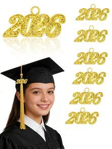 20 piezas Decoraciones de Graduación 2026, Colgantes con borlas de Graduación 2026, Encantos con borlas de Birrete de Graduación 2026 en dorado, Adecuado para Birrete de Graduación, Fiesta y Decoración de Ropa, Regalos y Recuerdos de Graduación 2026 - A - Ver 1