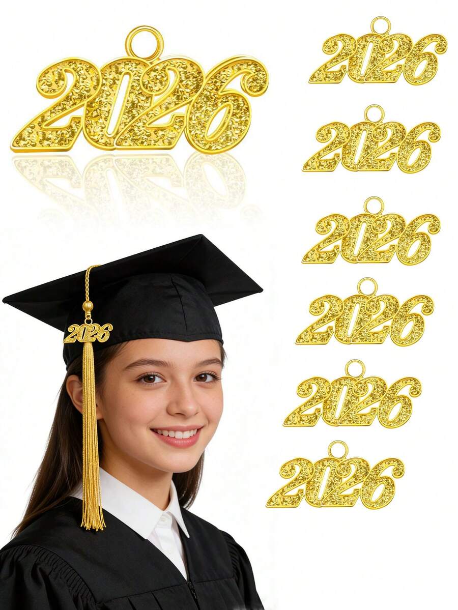 20 piezas Decoraciones de Graduación 2026, Colgantes con borlas de Graduación 2026, Encantos con borlas de Birrete de Graduación 2026 en dorado, Adecuado para Birrete de Graduación, Fiesta y Decoración de Ropa, Regalos y Recuerdos de Graduación 2026 - A - Ver 1