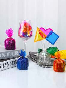 80PCS Colored Cellophane Sheets For Crafts, Transparent Colored Wrapping Paper For DIY Arts Crafts Decoration Candy Treats And Gifts Graduation - View 5