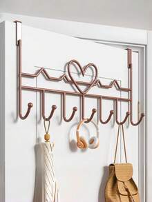 1pc 7-Hooks Over The Door Organizer Hooks, Metal Material, Wall Mounted Rack, Coat Hanger, Towel Rack, Storage Hang Rack, Wall Decor Frame, Perfect For Hanging Towels, Clothes, Hats, Wallets And Bathrobes, Home Decor, Furniture Storage - Black - View 5
