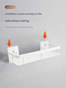 [Space Saving | No Drill] Large Capacity Wall Mounted Shower Caddy | No Drill Installation, Space Saving, Easy To Install | Bathroom And Kitchen Floating Storage Rack For Toiletries, Cosmetics And Miscellaneous (Random Color) - White - View 7