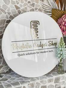 1pc Customizable Acrylic Sign, 1pc Customizable Matte Black & White Acrylic Sign, Wall-Mounted Entrance Signage, For Commercial Use, Customizable Text And Logo - Multicolor - View 15