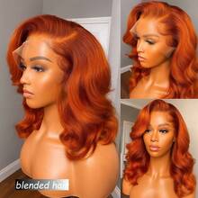36 Inch Human Blended Hair Wig Body Wave Lace Front Wigs 180% Density 13x4 Pre Plucked HD Front Lace Wig Natural Hairline With Baby Hair Glueless Wigs For Women Ginger Orange 350 - S350 - View 5