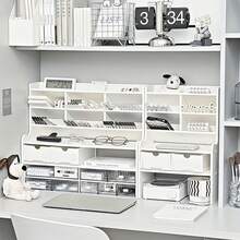 Boîte de rangement et d'affichage de bureau - Blanc - Voir 2
