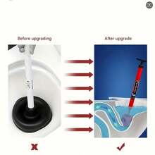 1pc Toilet Plunger, Drain Cleaner Tool For Unclogging Toilet, Sink, Bathtub, Sewage Pipe - Red - View 9