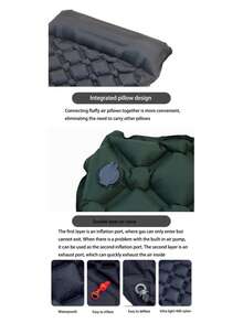 Outdoor Camping Inflatable Sleeping Pad With Pillow, Ultra-Light Air Mattress With Built-In Air Pump, Hiking - Self Inflating Model - View 5