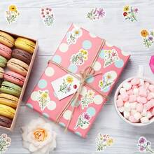 200 Peças Adesivos de Flores Silvestres, Decalques de Papel Floral Colorido, Buquê de Flores Adesivas À Prova d'Água para Envelope, Scrapbook, Decoração de Festa de Primavera - 200 unidades - Visão 5