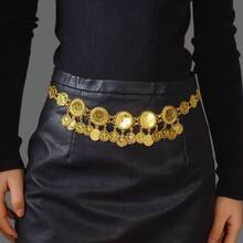 Exotic  Waist Accessory Belt Retro Alloy Hollow Carved Rhinestone Coin Tassel Waist Chain For Women's Dresses, Long Dresses, Gowns, Perfect For Parties And Vacations, Easily Enhances Style And Texture - 古銀 - 查看 6