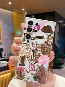 防震西部风时尚沙漠牛仔图案透明软壳手机壳，适用于华为荣耀、Galaxy A04e/12/A13/A14/A34/A50/A52/A53/A54/S21/S22/S23/S24/S25/S25Ultra/S25FE/S26/S26 Plus/S26 Ultra/S26 Edge、6A/7A/8A、12T/13T/15T/15T Pro等国际版机型（非国内版），适合春婚纪念日派对等场合。 - 無色 - 查看 5