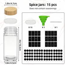 Tomnk 24/15pcs 4oz Glass Spice Jars, 4-Ounce Square Empty Spice Jars With Shaker Lids - Complete With Labels, Collapsible Funnel & Cleaning Brush For Kitchen, Spice Rack Or Cabinet Storage, Cooking Tools, Seasoning Tools, Family Dinner Supplies - 無色 - 查看 11