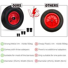 Crystals Heavy-Duty 35 Cm Pneumatic Wheelbarrow Wheel – 150 Kg Load Replacement Tyre - Wheel - View 5