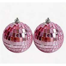 1 Set Pink Mirrored Ball & Silver Disco Ball, Laser Effect Decoration For Valentine's Day, Christmas, Parties, Birthdays, Weddings, 1 Pc Pink 10cm + 1 Pc Silver 10cm - Pink - View 18