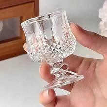 50毫升钻石/蝴蝶图案水晶透明高脚酒杯，适用于盛装高端法式伏特加、威士忌等。 - 無色 - 查看 3