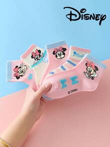 5 Paar Disney-Themen Kindersocken, Mickey und Cartoon-Stil Wadensocken für Mädchen, rosa Prinzessinnensocken - Verschiedenfarbig - Übersicht 4