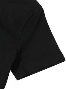1 pieza de camiseta de algodón con estampado "Be Kind" para mujer, talla grande, manga corta, cuello redondo, estilo casual, suave y transpirable, talla S-5XL, para uso diario en verano, camiseta gráfica de corte holgado, estampado de letras en blanco y negro, blusa de algodón cómoda para mujer. . Camiseta estampada de manga corta, casual y elegante para hombre. - Negro - Ver 7