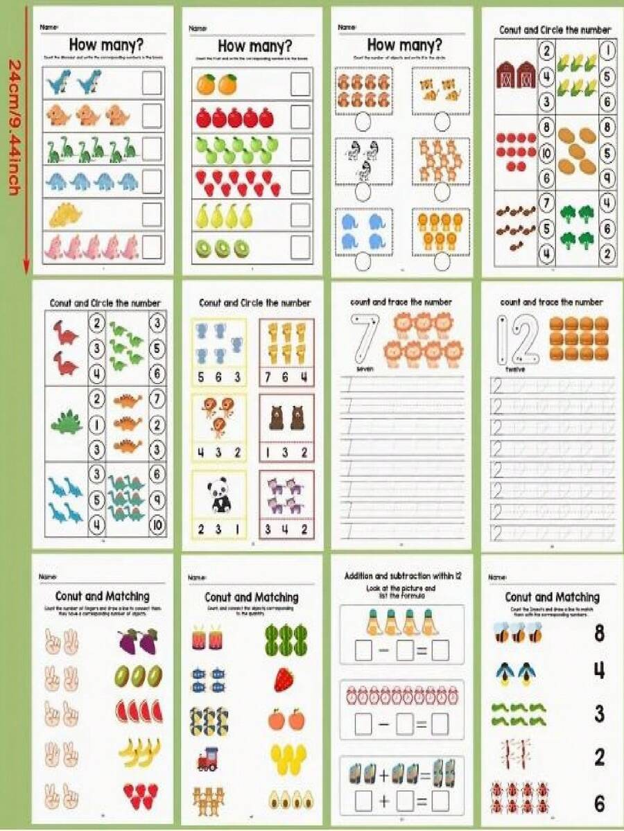 64页儿童数学加减法练习册 | (1-20) - 彩色编码数字描摹和分解练习册,适合幼儿园和一年级,可用于家庭教育和课堂数学学习活动 - 數值練習 - 查看 1
