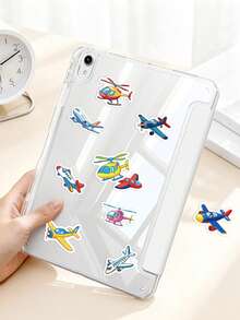 Rolo com 500 adesivos de avião de desenho animado. Adesivos autoadesivos divertidos, ideais para material escolar, álbuns de recortes, skates, agendas, guitarras, envelopes, presentes de Natal, decoração, Kindle, materiais para scrapbook e laptops. - 500 unidades/rolo - Ver 2