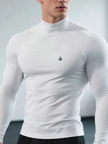 Men's Thermal High Neck Base Layer Shirt With Long Sleeves - White - View 2