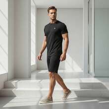 Men's 100% Cotton Voker Slim Fit Plain Basic Casual Everyday T-Shirt. Does Not Shrink Or Fade. - màu đen - Xem 4