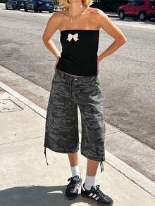 Cargo Capris Hiking Pants For Women Summer Outdoor Athletic Travel Shorts Casual Loose Comfy Cute Pockets - 深灰色 - 查看 5