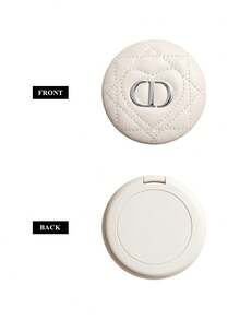 Dior 白色心形方形/圆形手持镜，Y2K时尚，便携式化妆镜，日常通勤化妆，约会必备化妆镜礼物 - 白色 - 查看 5