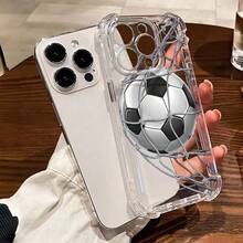 1 Stück neuer Fußball transparenter Luftpolster Sturzsicherer/Verstärkter transparenter TPU Schutzhülle kompatibel for  17/16/15/14/13/12/11/Plus/Pro/Pro Max/17 Air and Galaxy S26/S25/S24 Plus/S23/S22/S21 Ultra and Galaxy A series - Transparent-1 - Übersicht 1