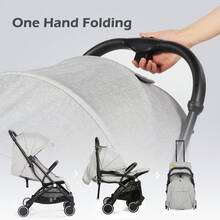 Lightweight Compact Baby Pushchair Stroller With Foldable Canopy, Peek-A-Boo Window, Large Storage Basket, 360° Swivel Wheels, One-Foot Brake - Light Grey - View 10