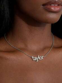 18K Gold Diamond Name Necklace Personalized Custom Jewelry - Full Diamond Necklace Style 2 - View 8