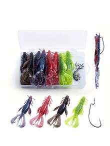 GOTURE 1set Fishing Soft Plastic Lures Kit Jig Head Hooks Crappie Lures Trout Bass Fishing Worm Lures Crappie Jigs Fishing Lures Set With Tackl Box For Freshwater Saltwater Fishing - Multicolor - View 2