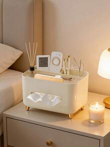Multi-Functional Tissue Box, Living Room Coffee Table/Office/Bedroom Tissue Holder, Remote Control Storage Rack, Large Capacity Sorting Storage Box, Stationery & Makeup Organizer - Multicolor - View 5